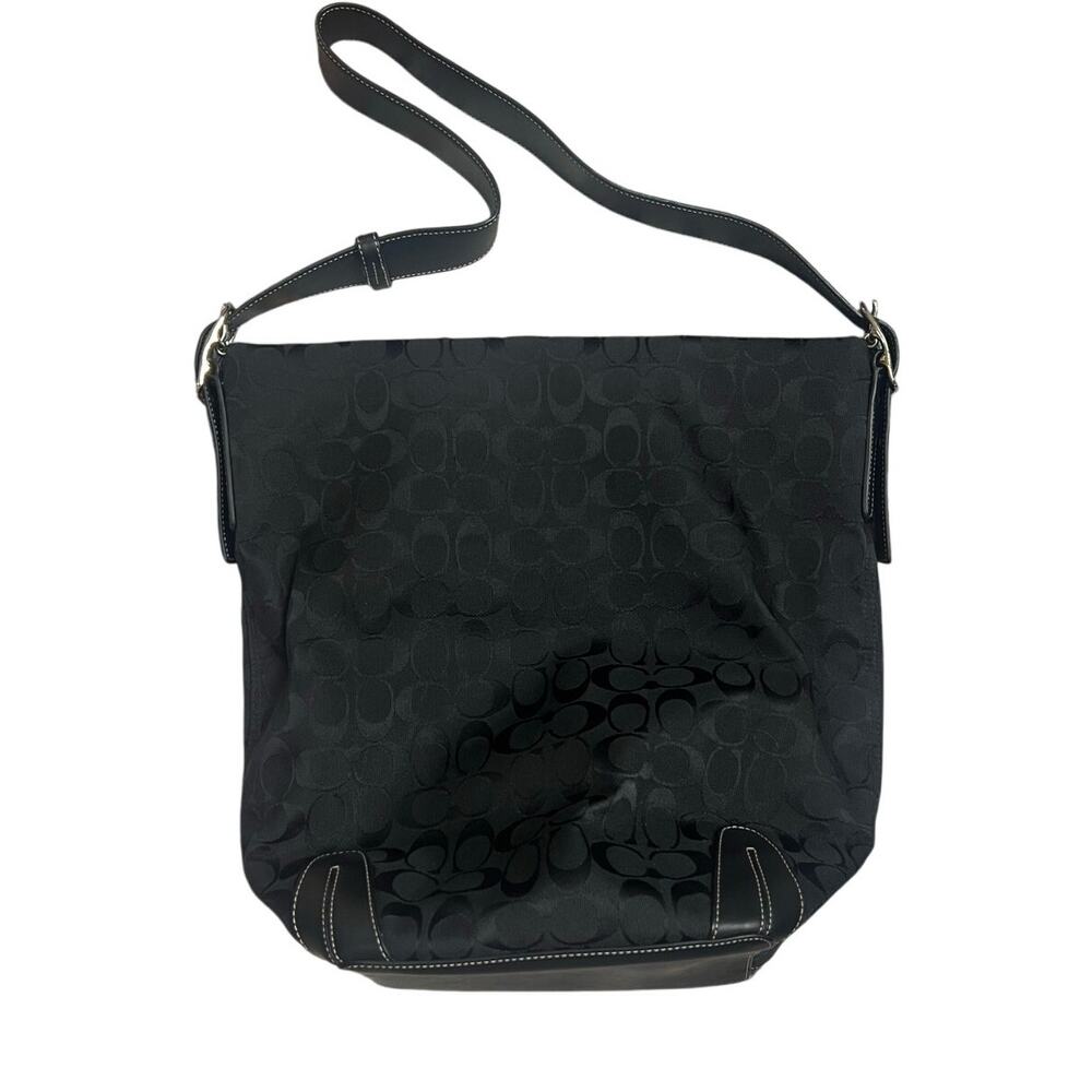 Vintage Coach Black C Logo Large Canvas Duffle Shoulder Bucket Bag y2k - Picture 2 of 10